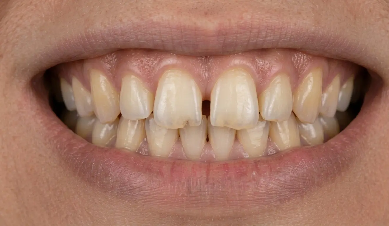 Before: Bonding — chipped edges and midline gap