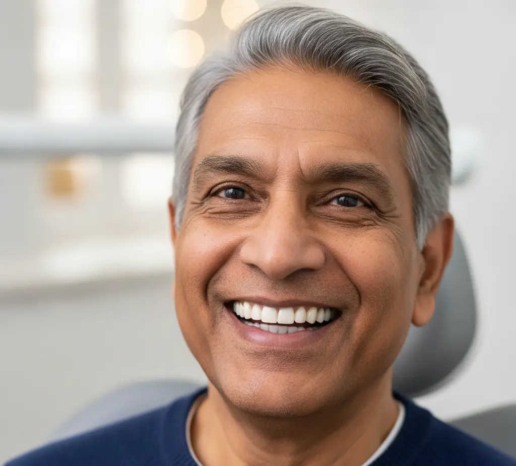 Paciente con sonrisa segura tras tratamiento de dentadura en Spring Valley Dental, Dallas
